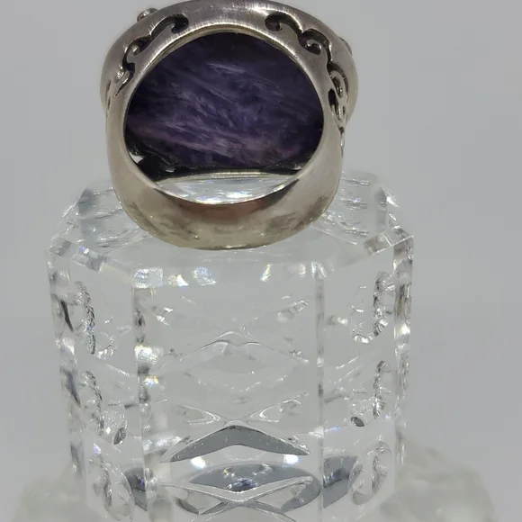 Purple Charoite and Silver Ring - Picture 3 of 6